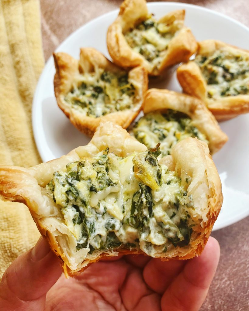 Spinach Artichoke Bites in Puff Pastry