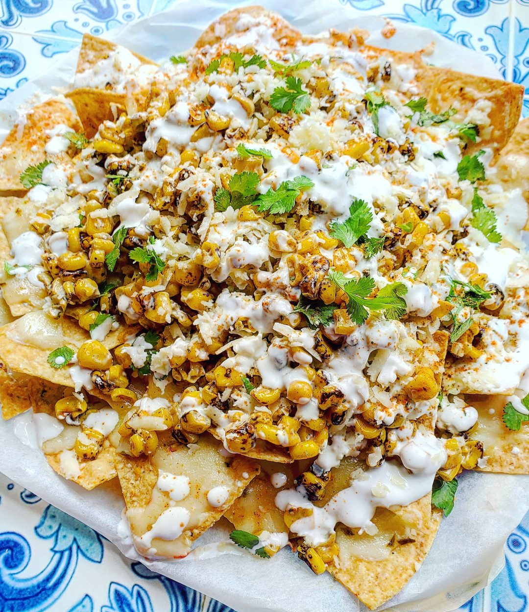 Mexican Street Corn Nachos | Spinach and Bacon