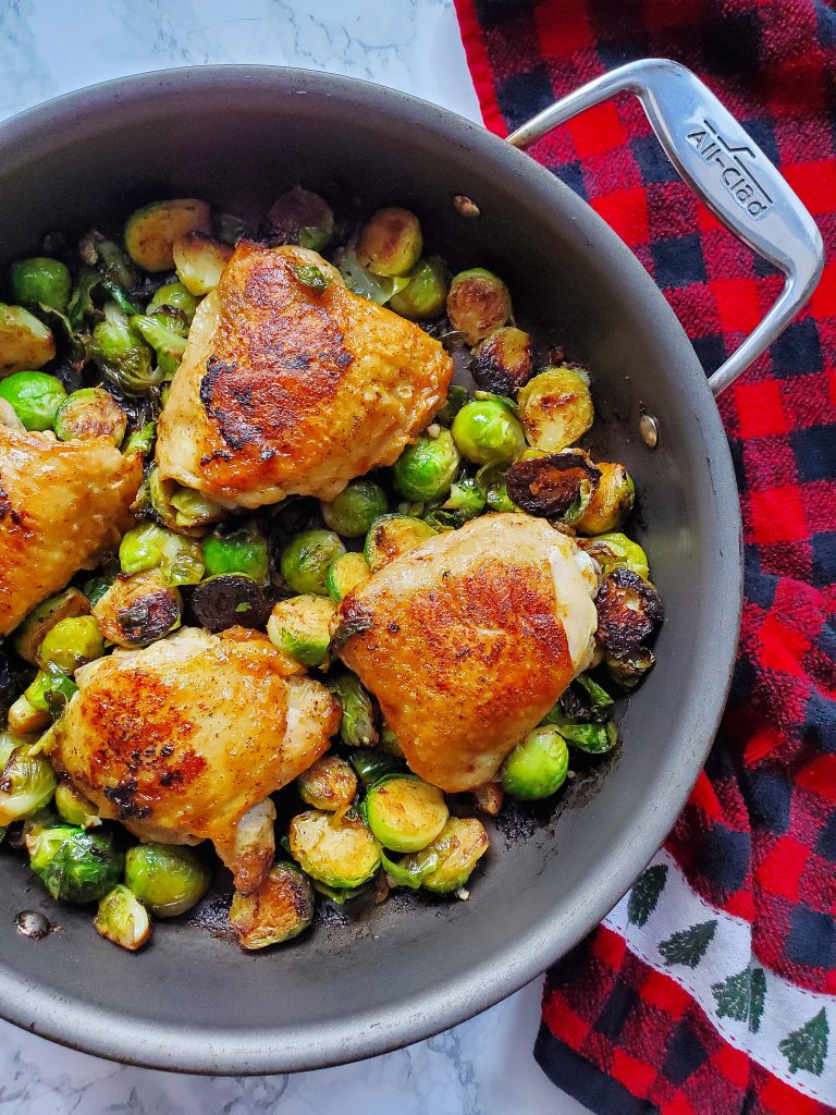 One Pan Honey Mustard Chicken and Brussels Sprouts