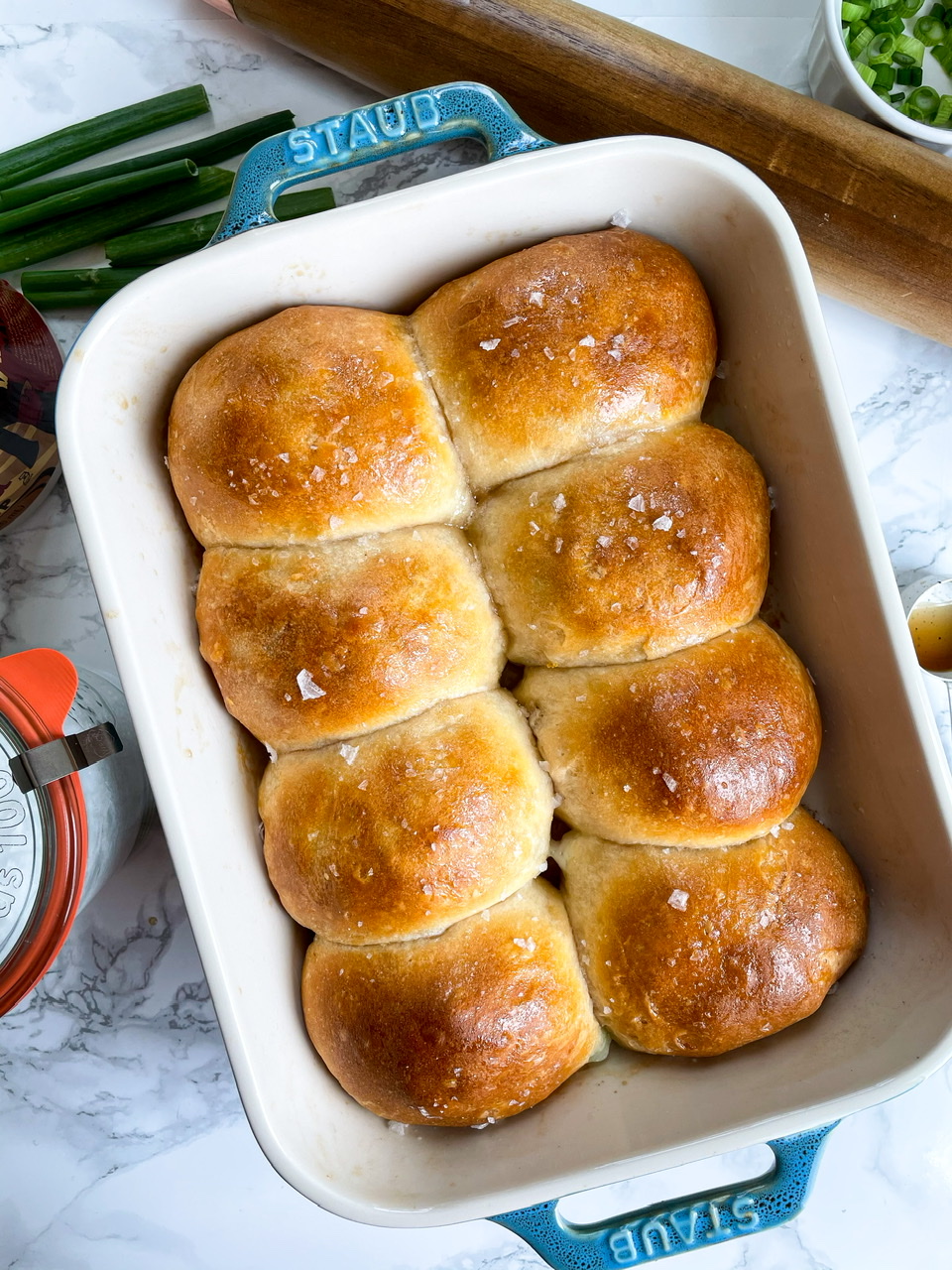 Ham, Egg, and Cheese Stuffed Biscuits | Topped with Maple Butter