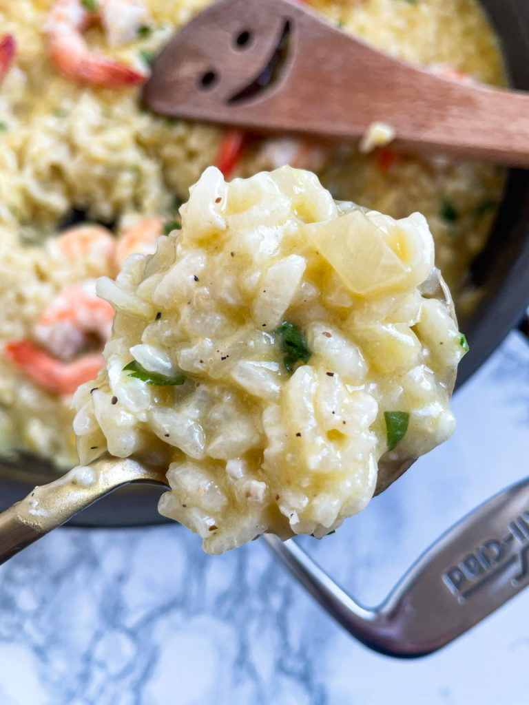 Shrimp Risotto Recipe with Garlic Shrimp and Creamy Arborio Rice