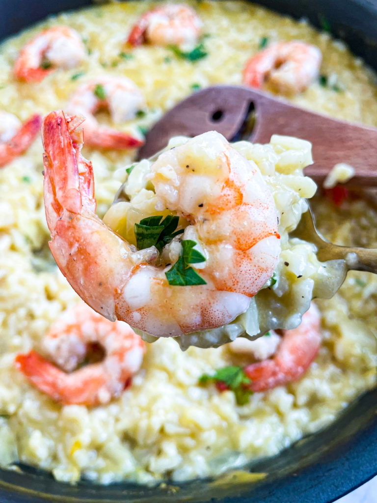 Shrimp Risotto Recipe with Garlic Shrimp and Creamy Arborio Rice