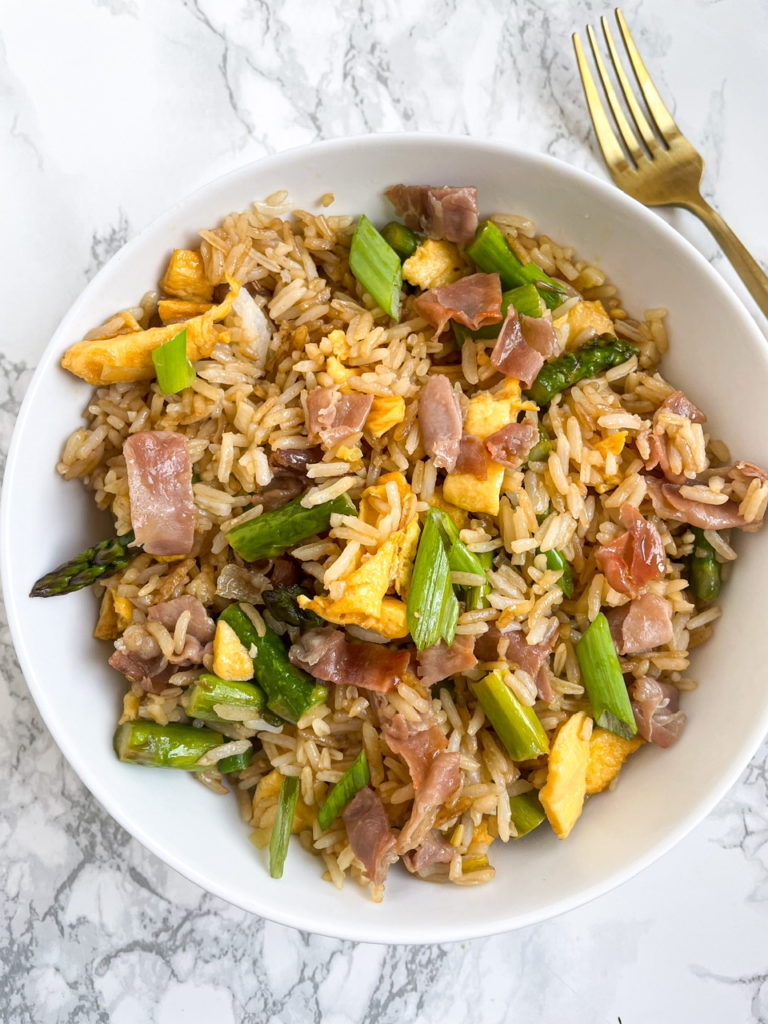 Ham Fried Rice with prosciutto