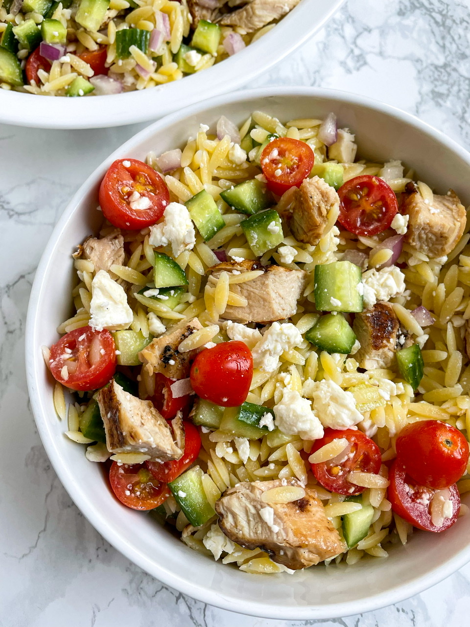 Orzo Salad with Feta | Warm Grilled Chicken