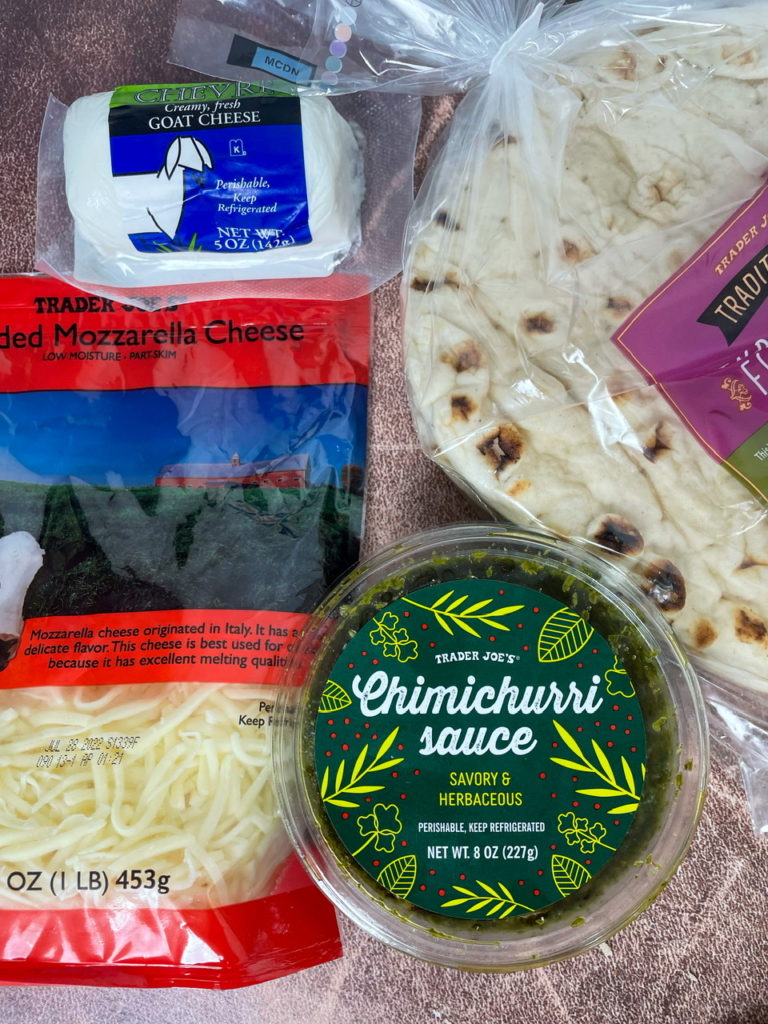 Ingredients for Goat Cheese Pizza topped with Chimichurri