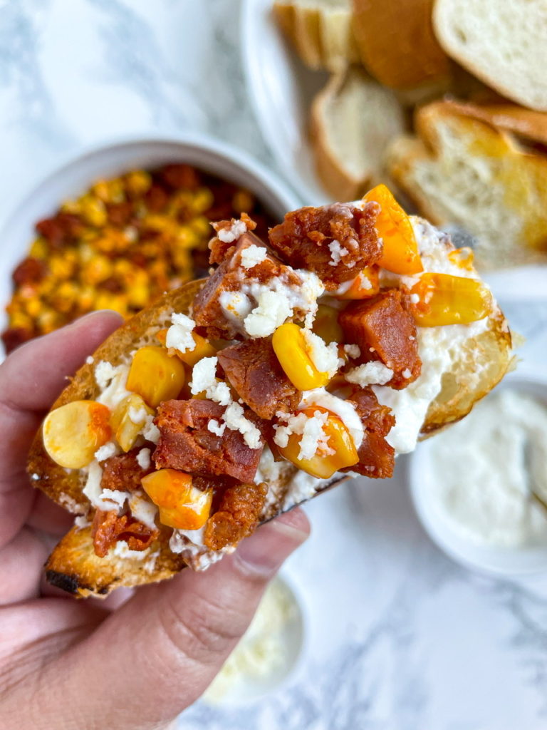  Corn and Chorizo Crostini