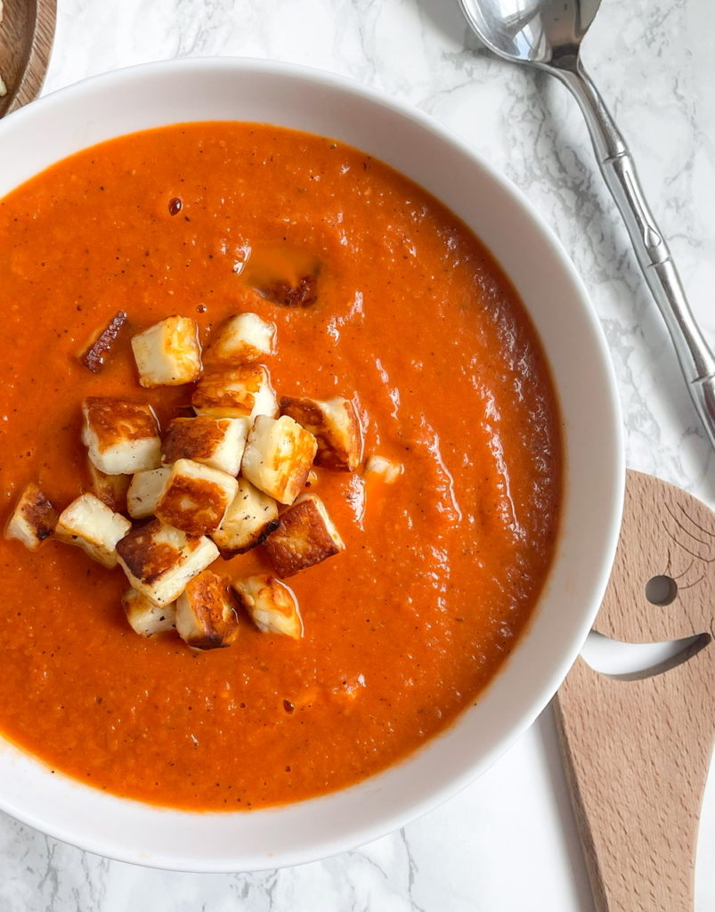 Vegetarian Recipes for Summer - Tomato Soup with Halloumi