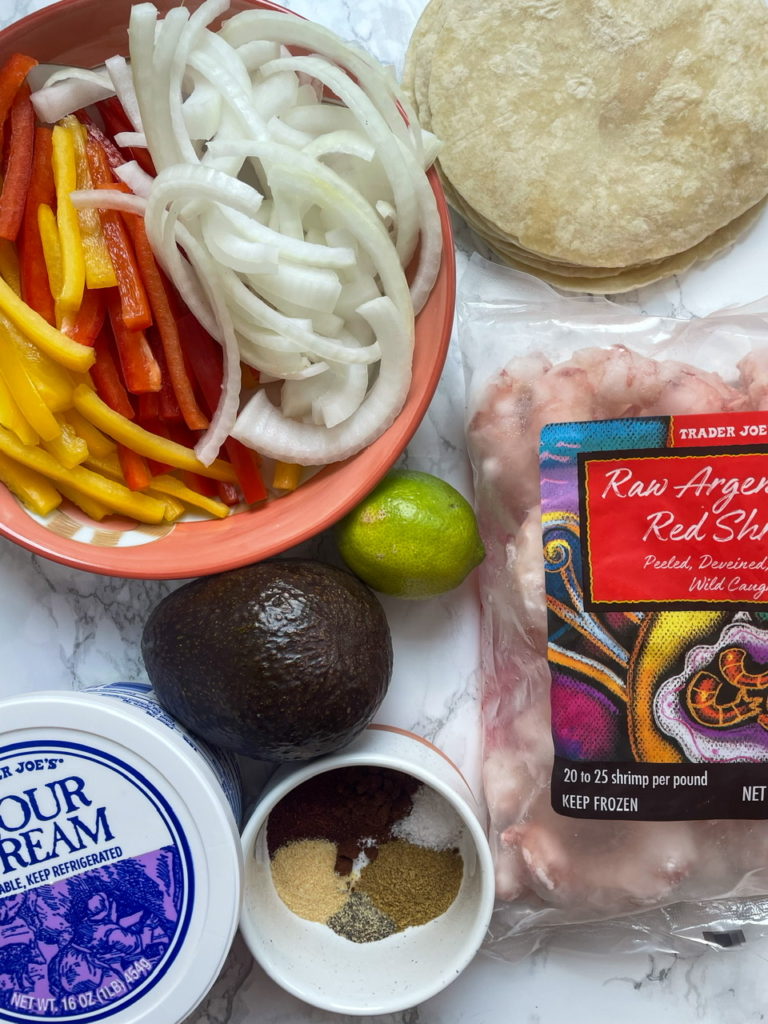 Ingredients for Shrimp Fajitas with Avocado Crema