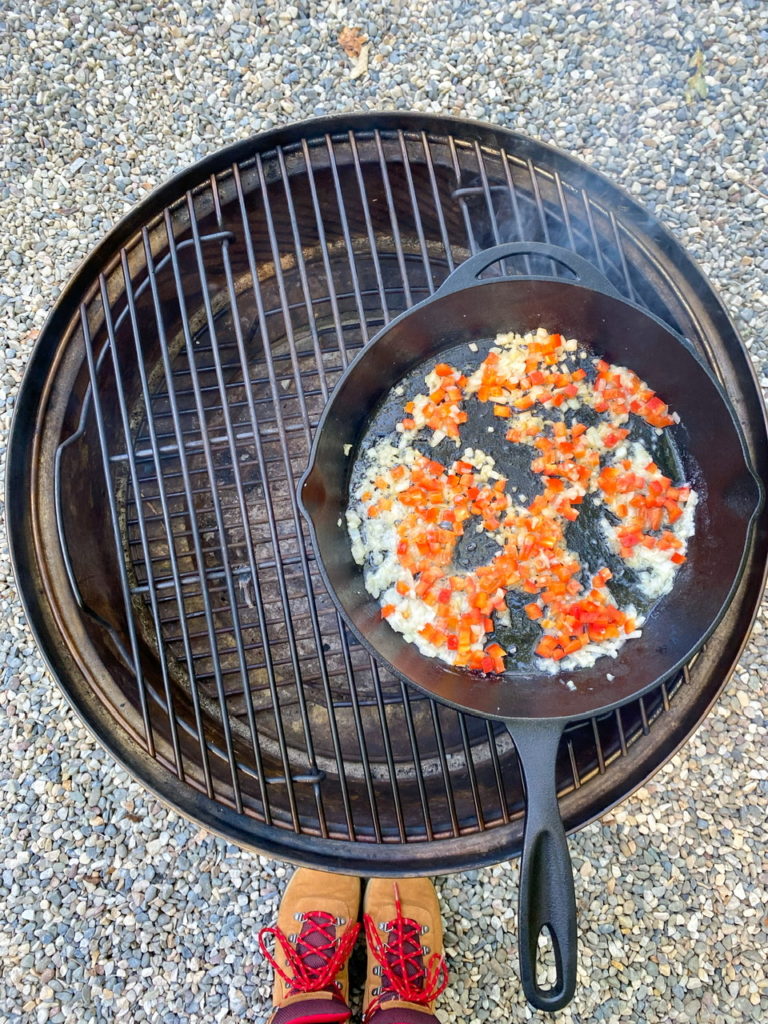 cooking shakshuka on a solo stove