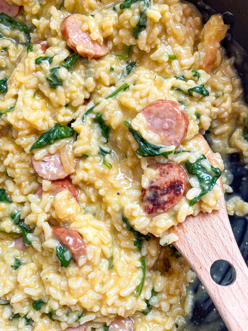 Sausage Risotto | Kielbasa and Spinach