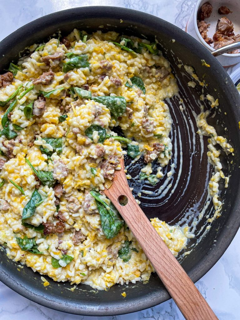 Butternut Squash Risotto with Sausage and Spinach
