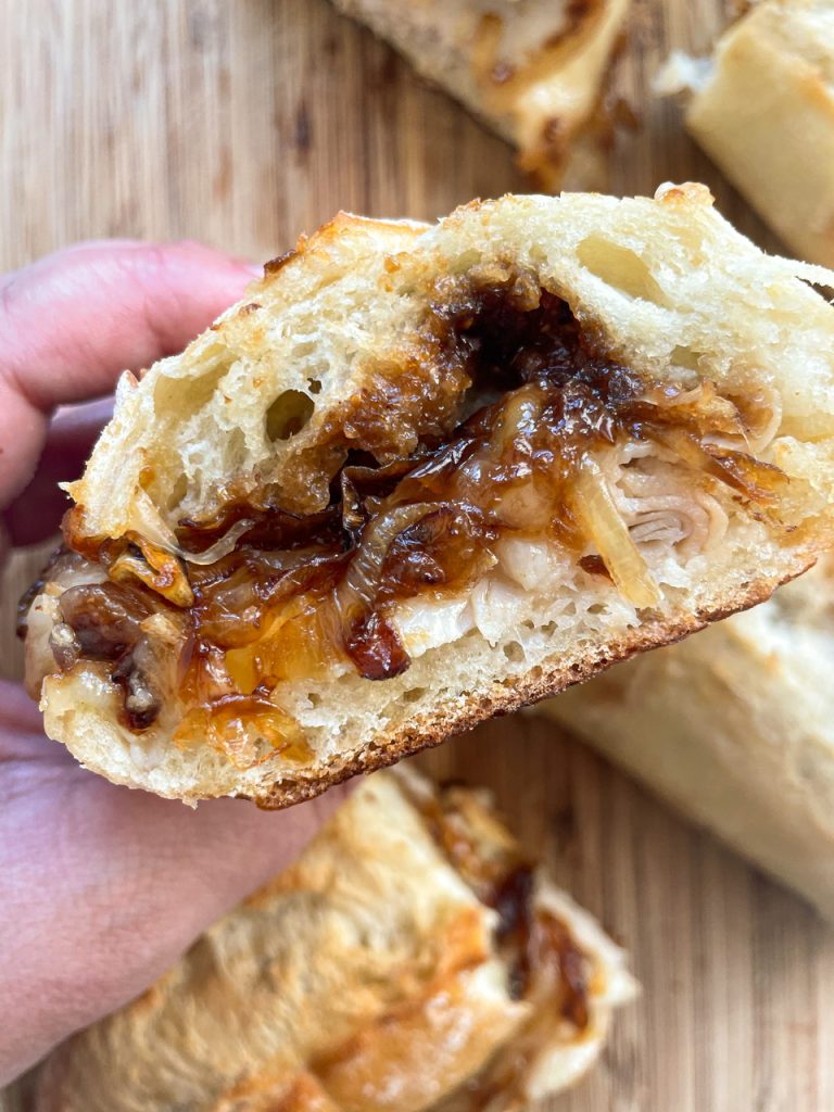 Turkey and Cheese Sandwich with Caramelized Onions and Fig Jam