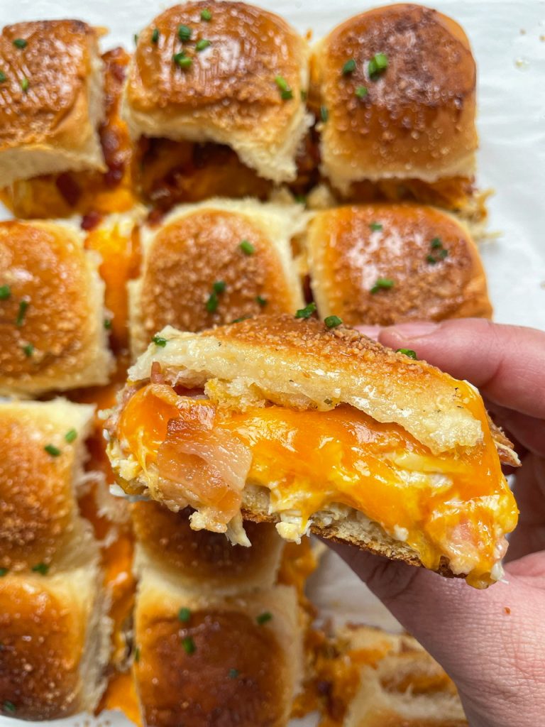 Closeup of the cheese in the sliders