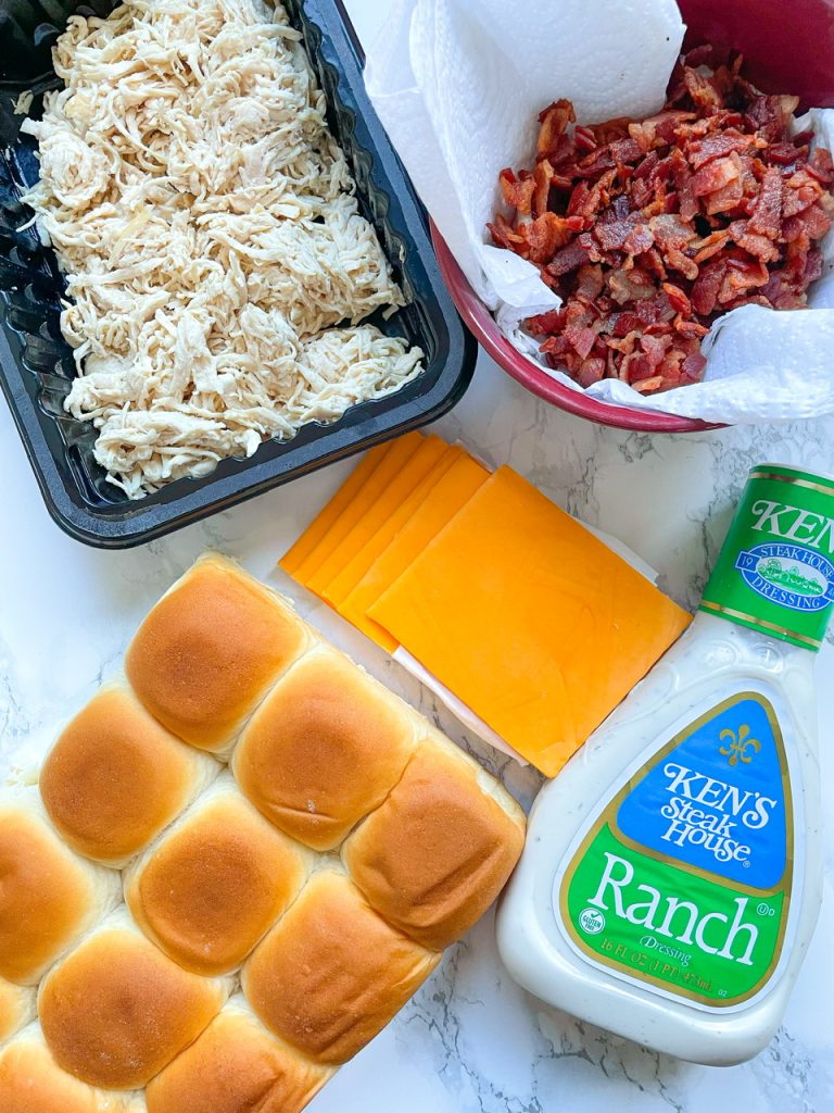 Ingredients for Chicken Bacon Ranch Sliders