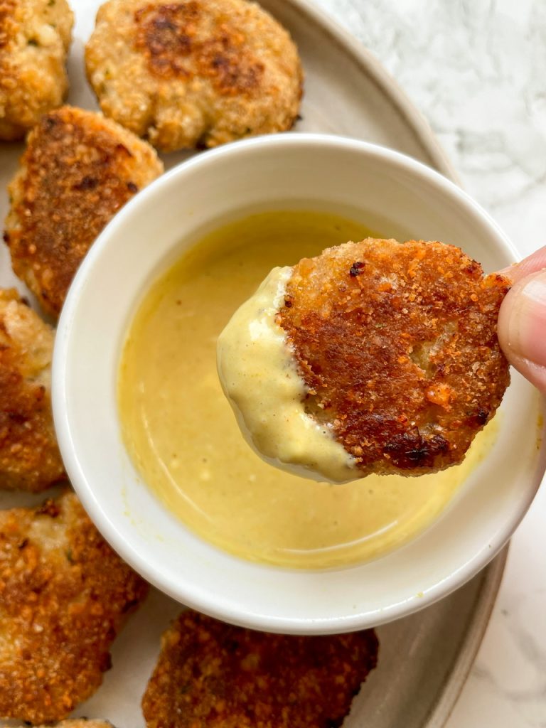 healthy chicken nuggets with maple mustard