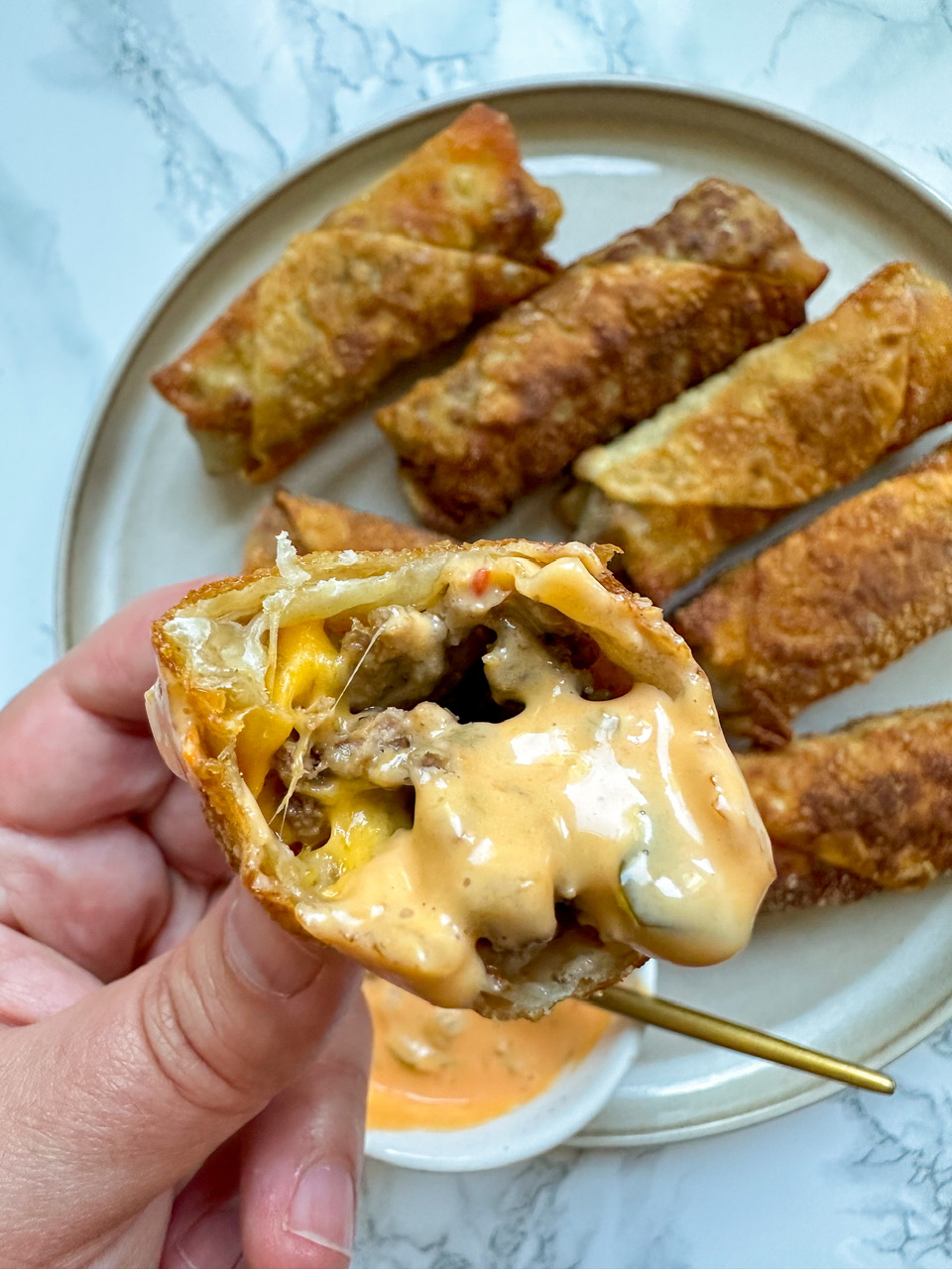 Cheeseburger Egg Rolls Big Mac Sauce