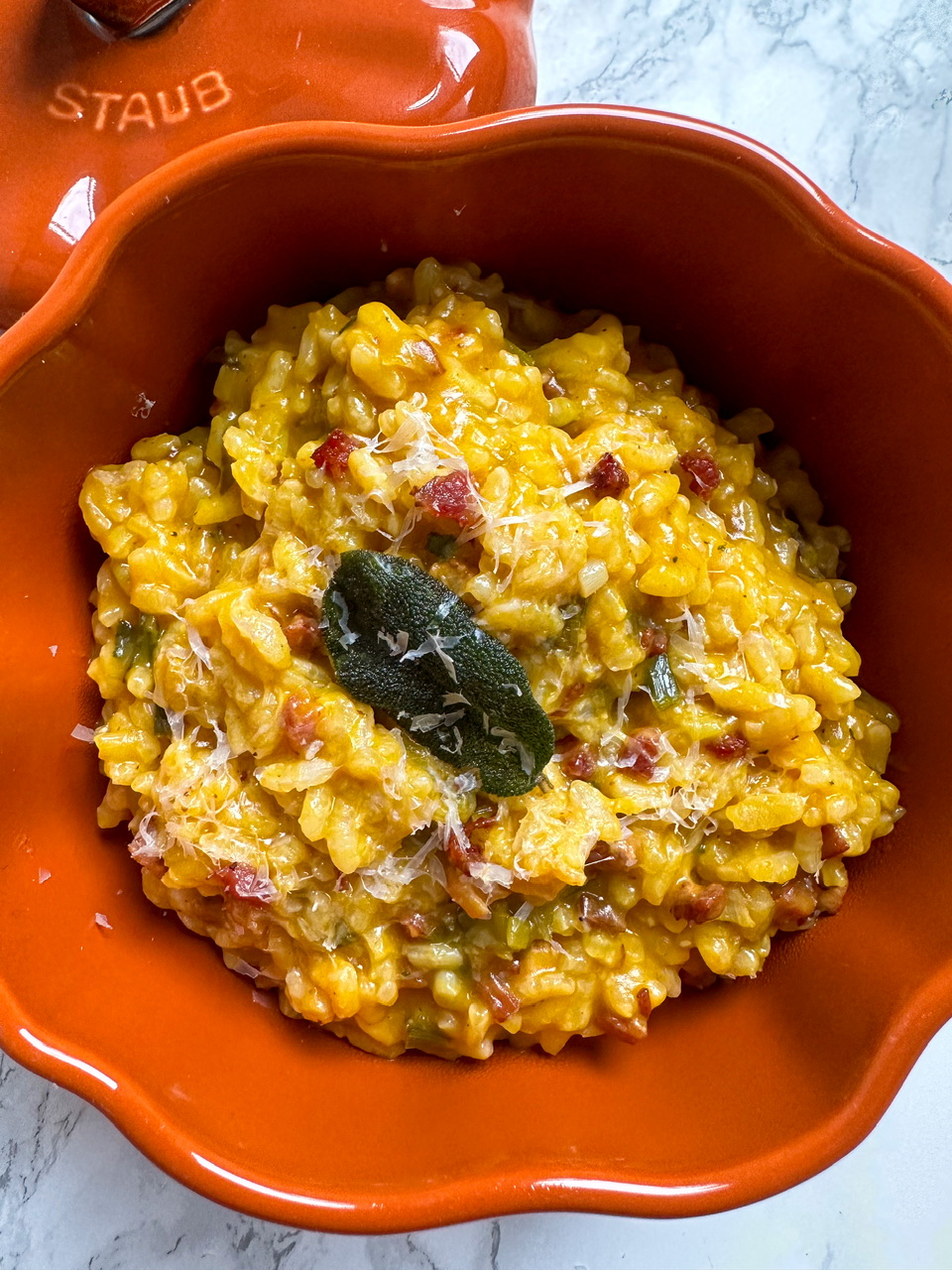 Pumpkin Risotto with Pancetta Fried Sage