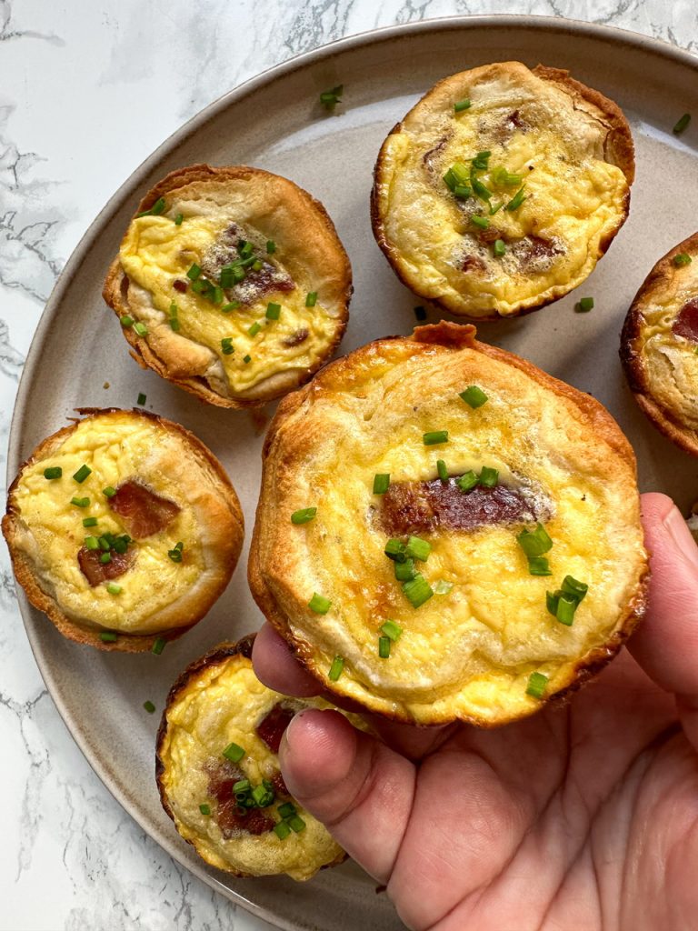 Mini Quiche with bacon and store bought biscuit dough as the crust