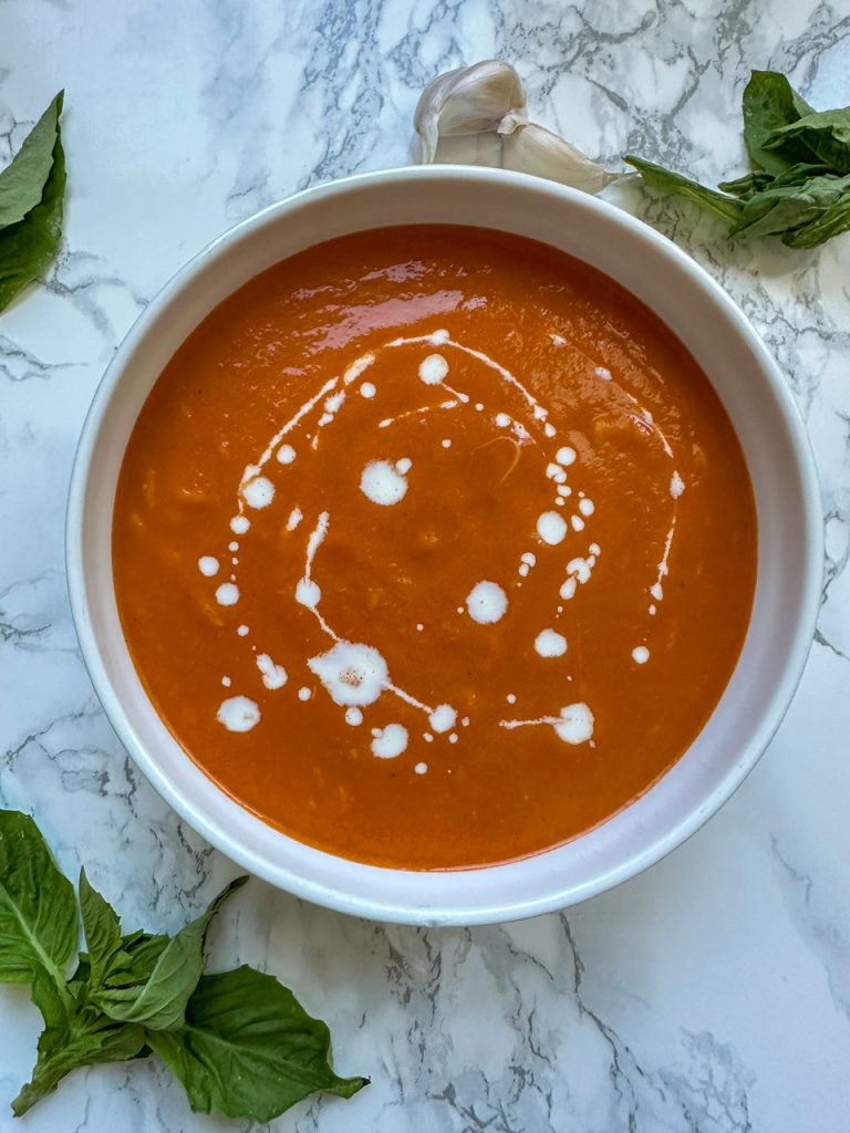 Tomato soup made out of canned tomatoes is so creamy