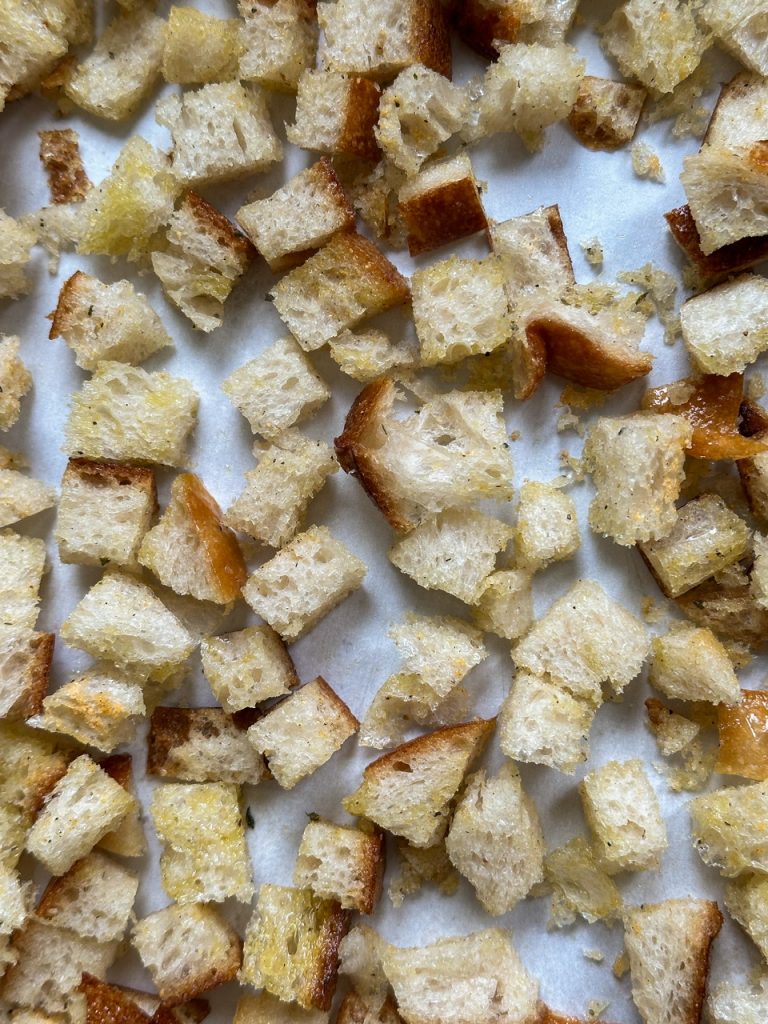 freshly baked croutons