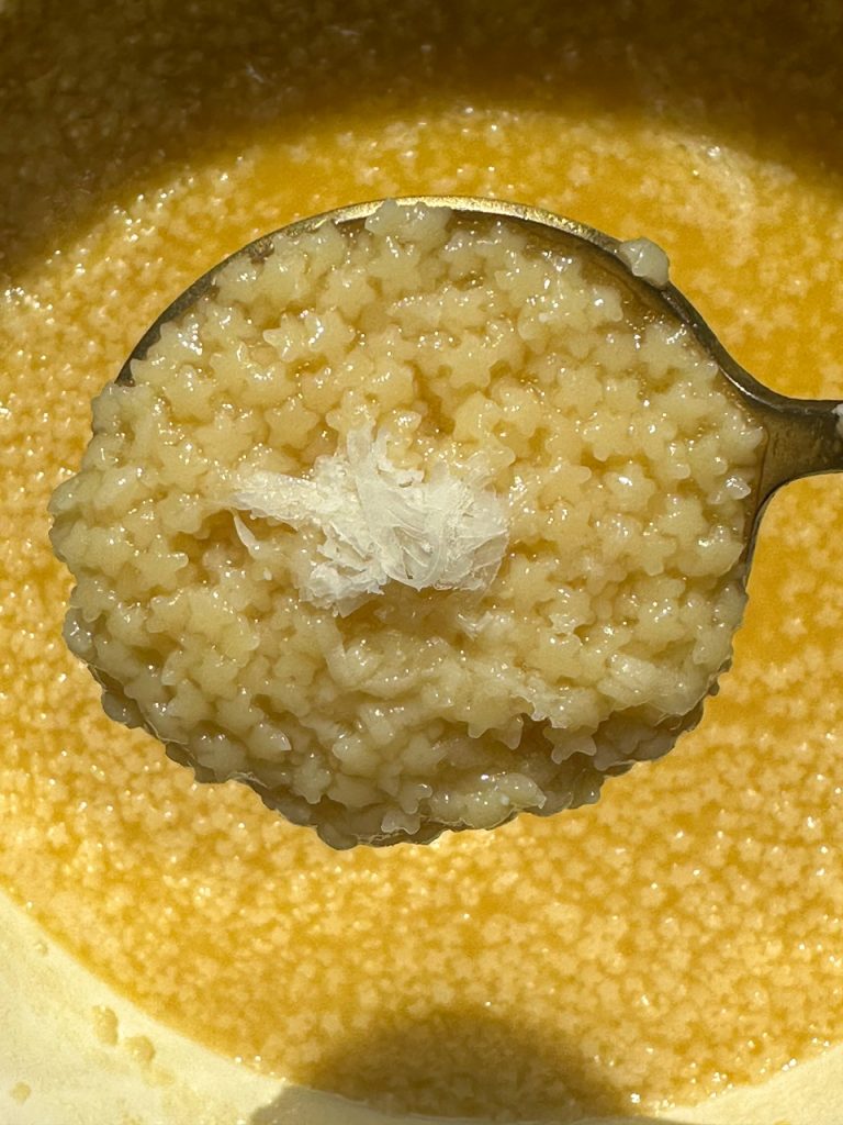 Pastina in Brodo topped with pecorino cheese