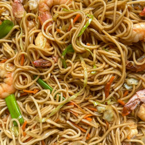 homemade shrimp lo mein