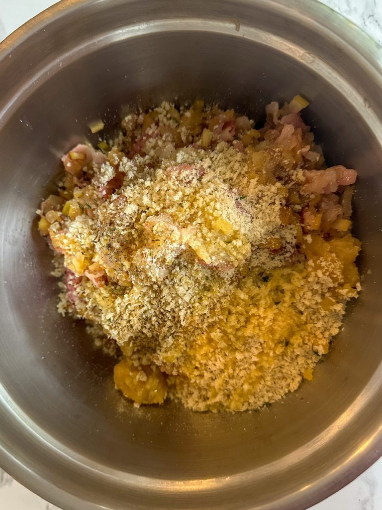 Sausage mixture ready to be added to the puff pastry