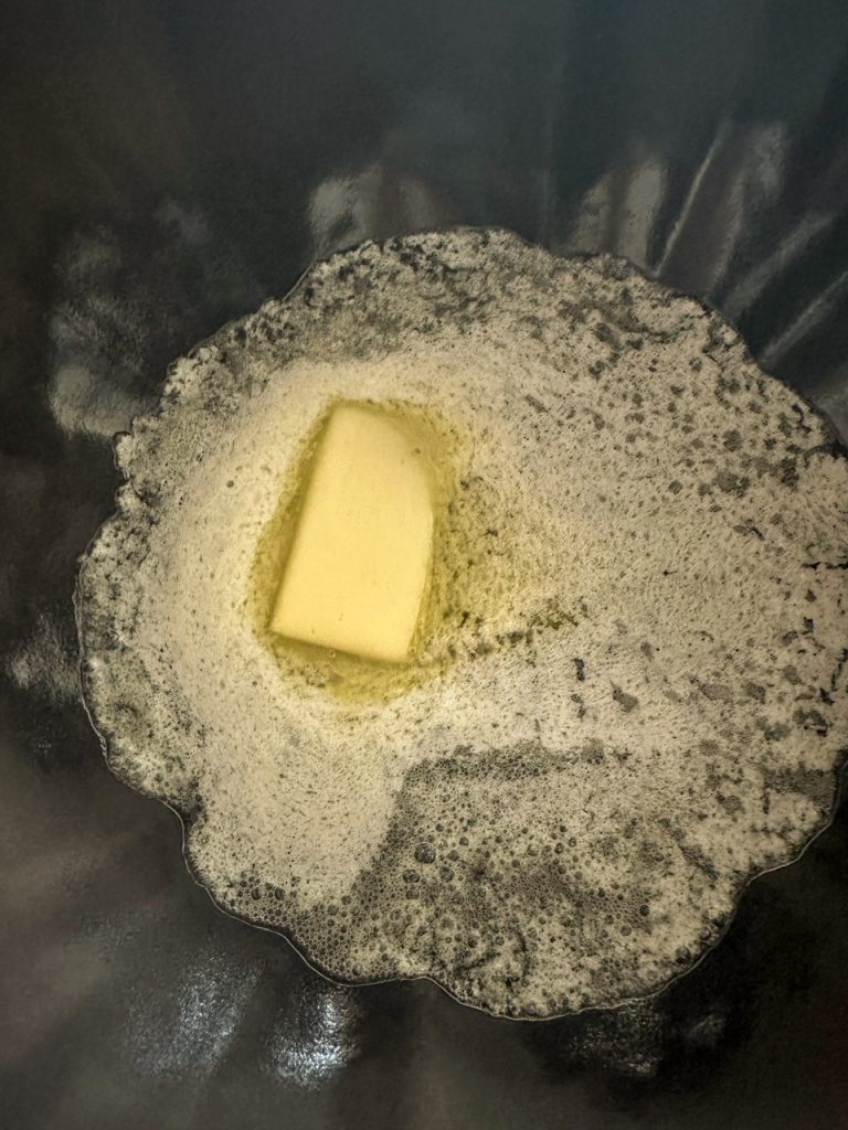 Melting butter to make cream of chicken soup