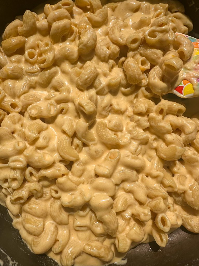 three cheese macaroni and cheese made with bone broth