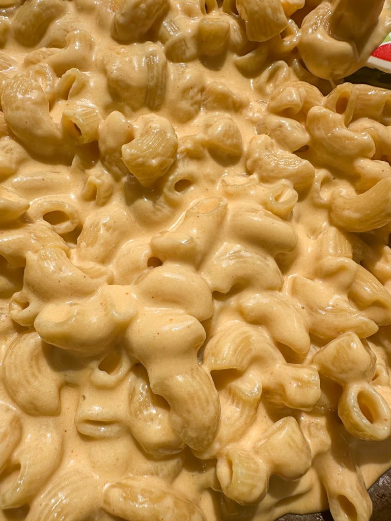 stove top three cheese macaroni and cheese made without a roux. 