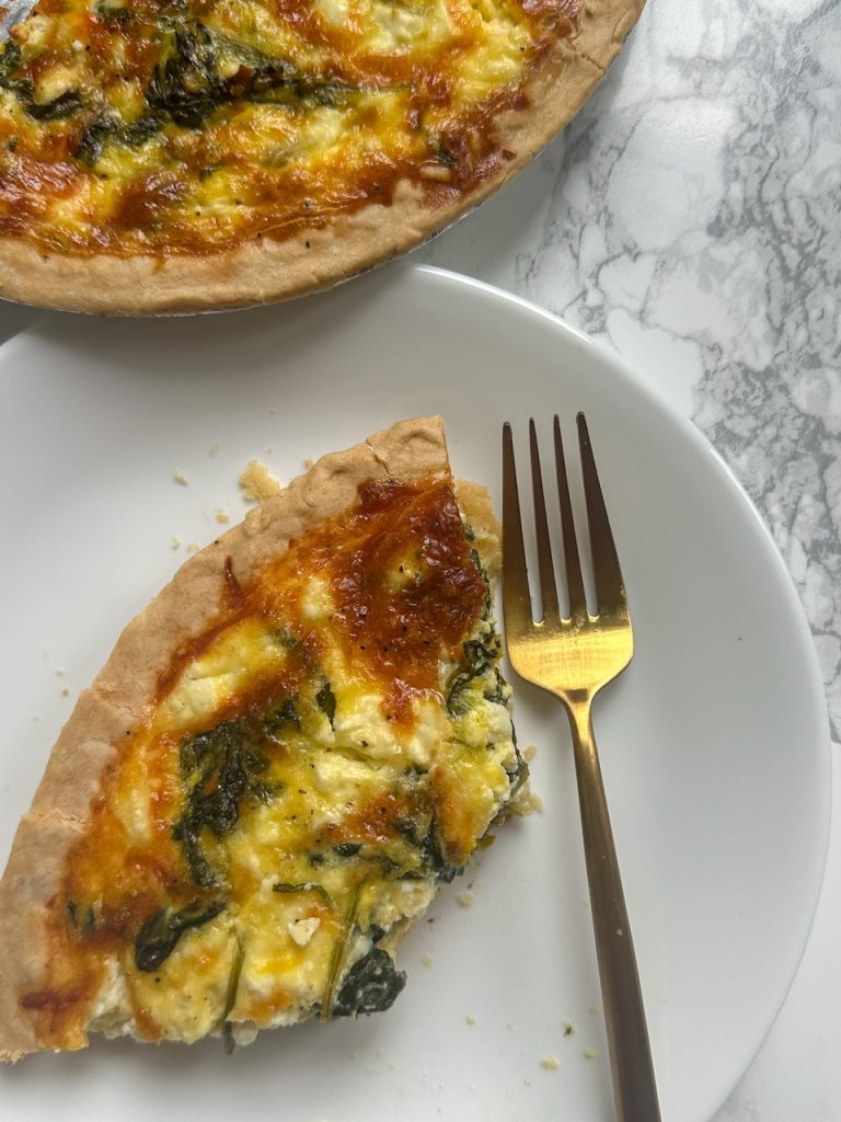 creamy spinach quiche with feta cheese