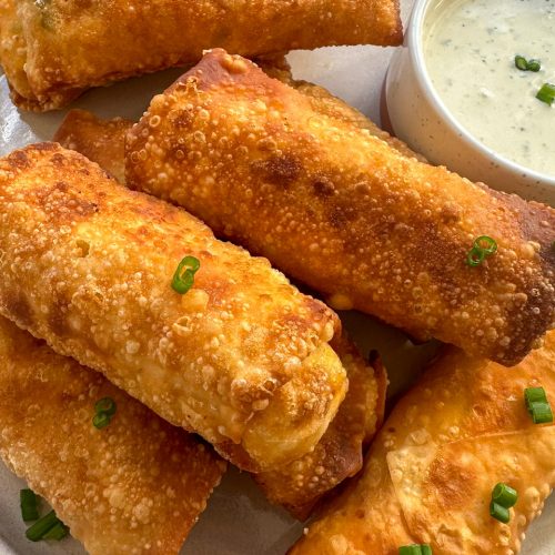 buffalo chicken egg rolls
