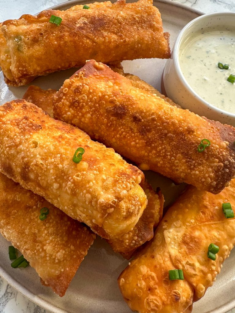 buffalo chicken egg rolls