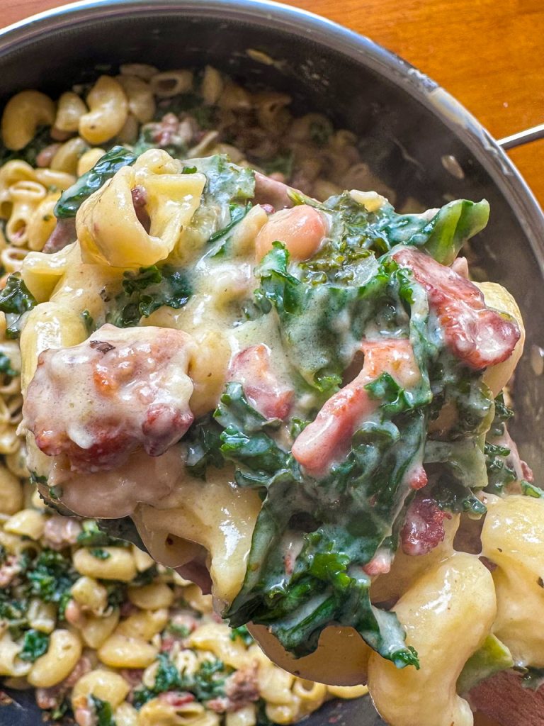 Sausage Pasta Bake with Kale, Sausage, and White Beans