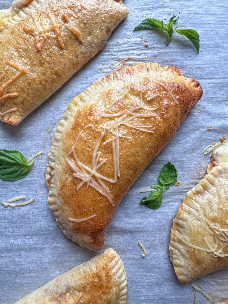 mini calzone with ricotta, cheese, sauce, and pepperoni