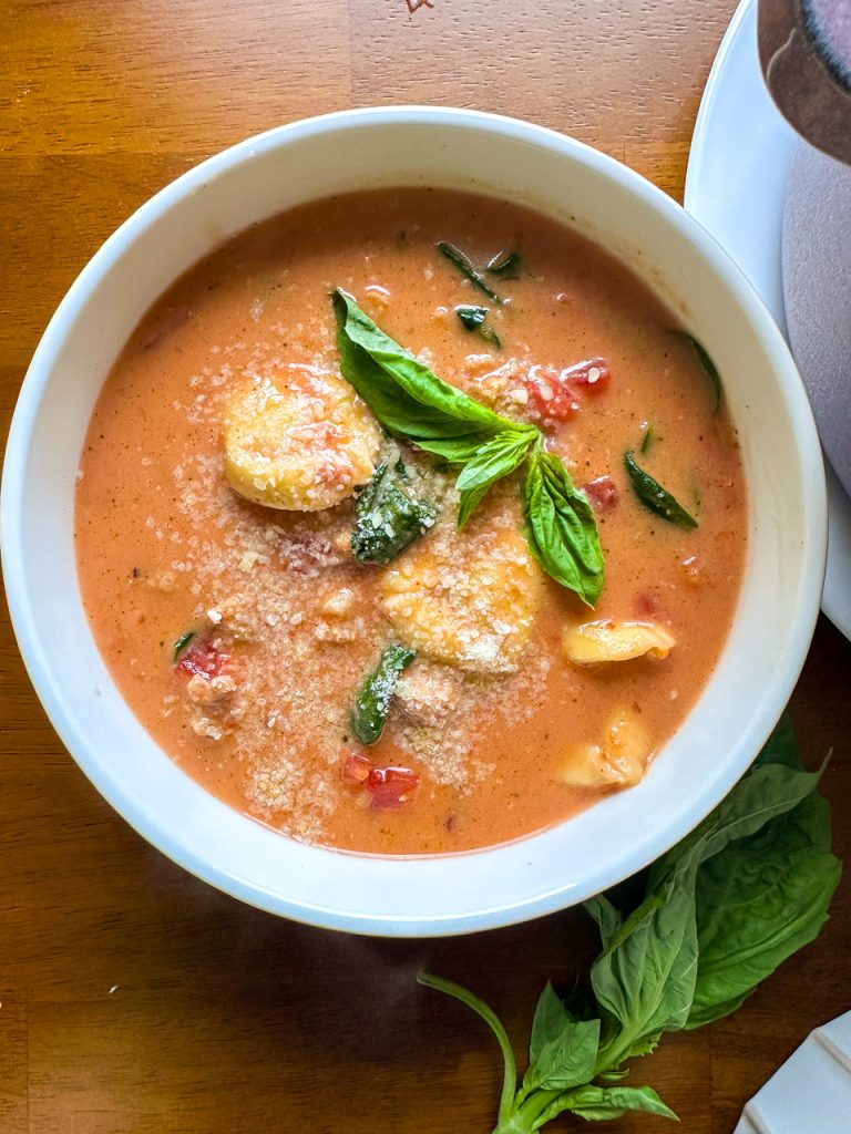 Tortellini Soup with Sausage and Spinach in a creamy broth